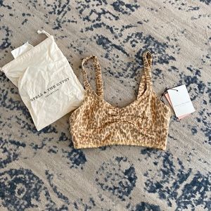 Spell the gypsy collective leopard sports bra top wild thing crop mustard xs